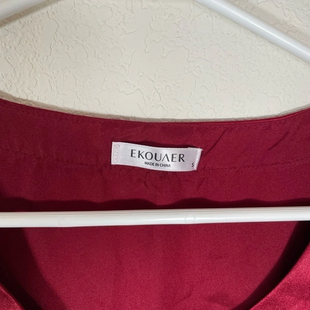 Ekouaer Red and Black Silky Women’s Pajamas
